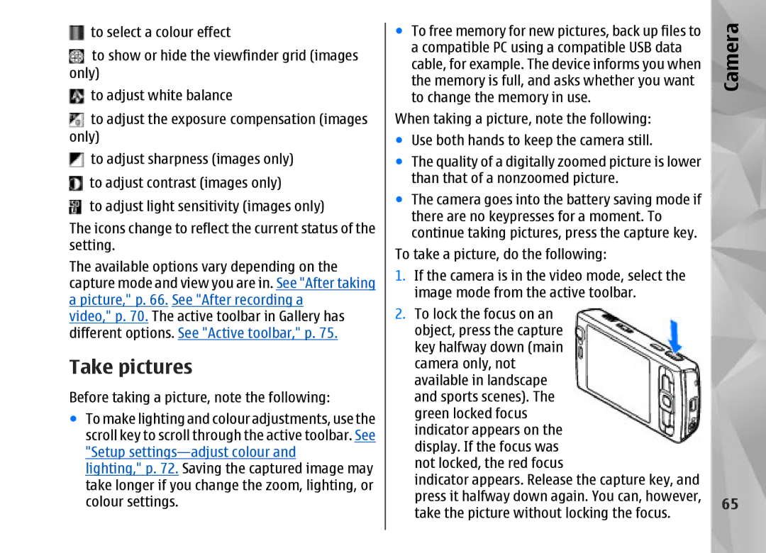 Nokia N95 manual Take pictures 