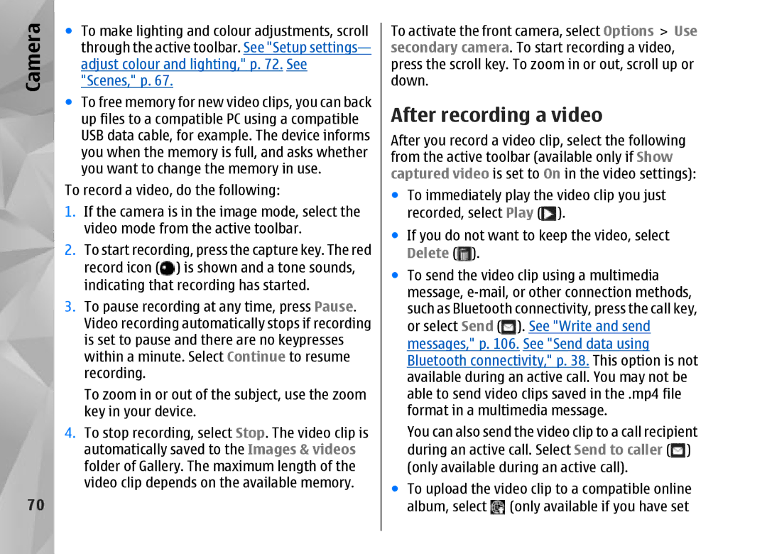 Nokia N95 manual After recording a video 