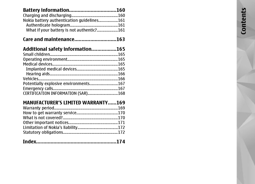 Nokia N95 manual Index 174 