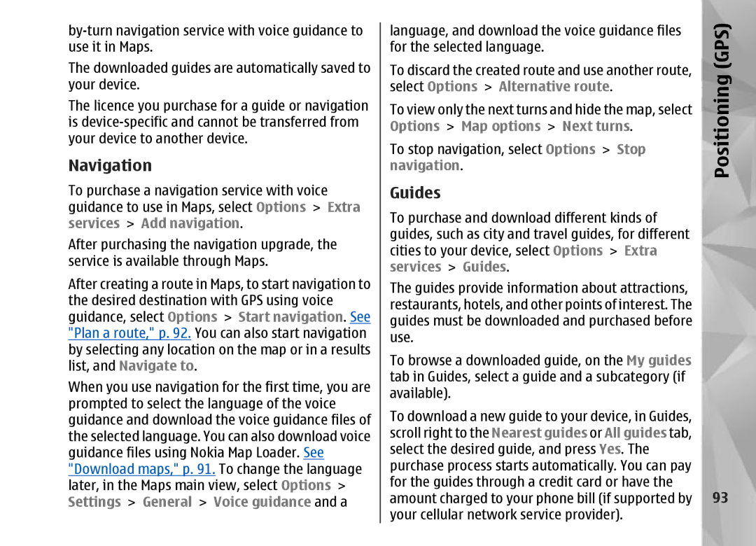 Nokia N95 manual Navigation 