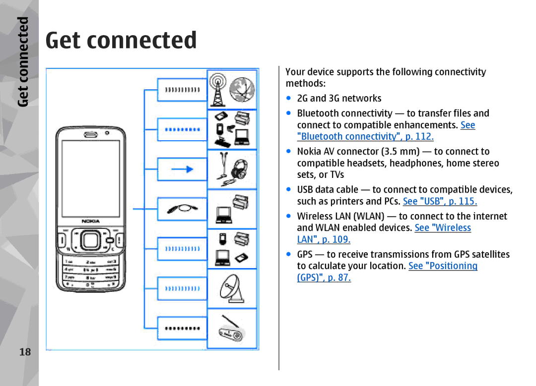 Nokia N96 manual Get connected 