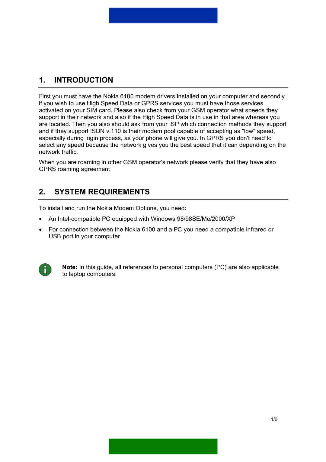 Nokia Nokia 6100 manual Introduction, System Requirements 