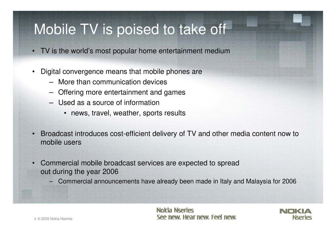 Nokia Nseries manual Mobile TV is poised to take off 