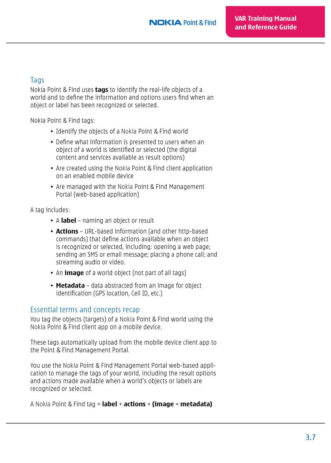 Nokia Nseries manual Tags, Essential terms and concepts recap 