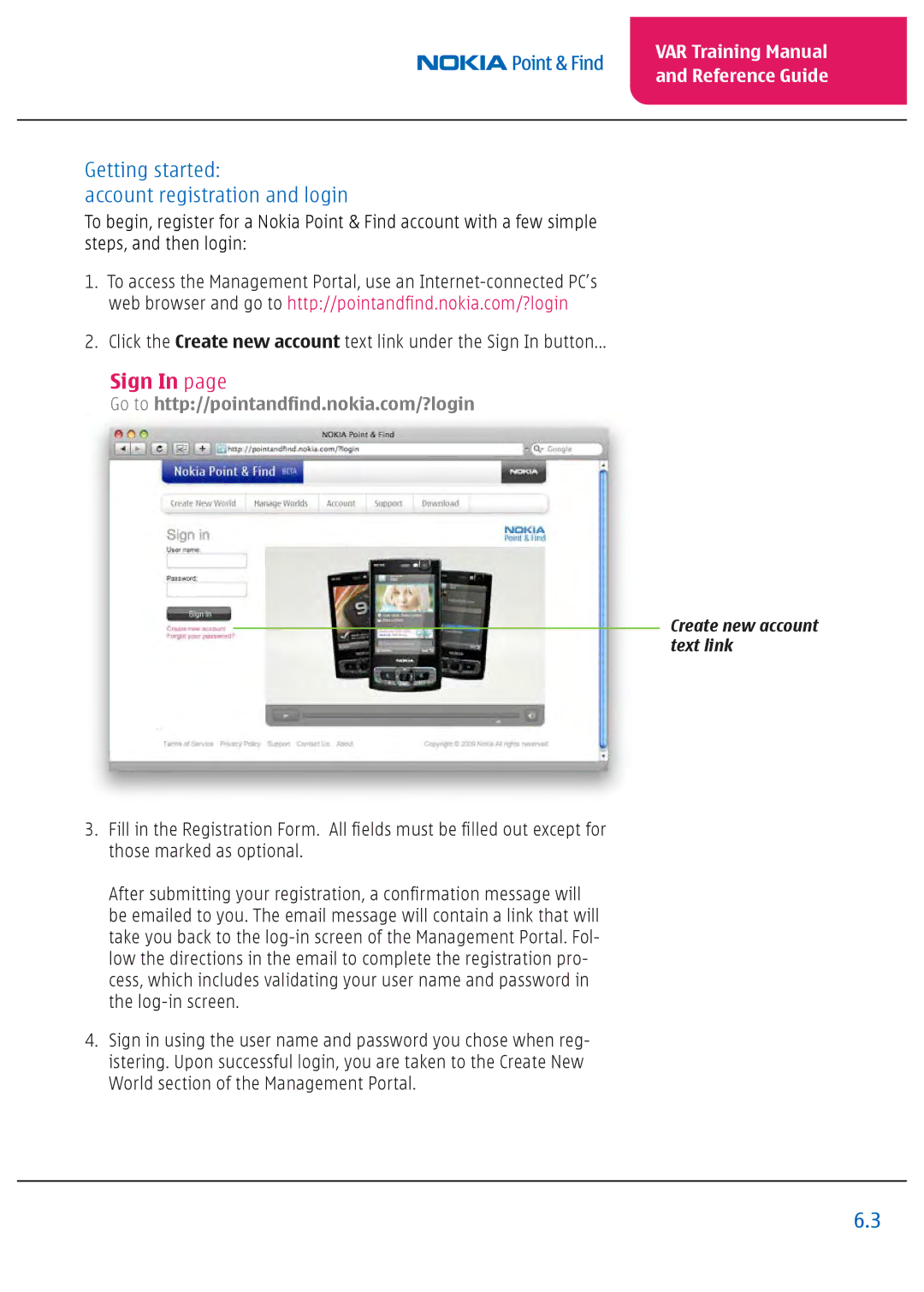 Nokia Nseries manual Getting started Account registration and login, Sign 