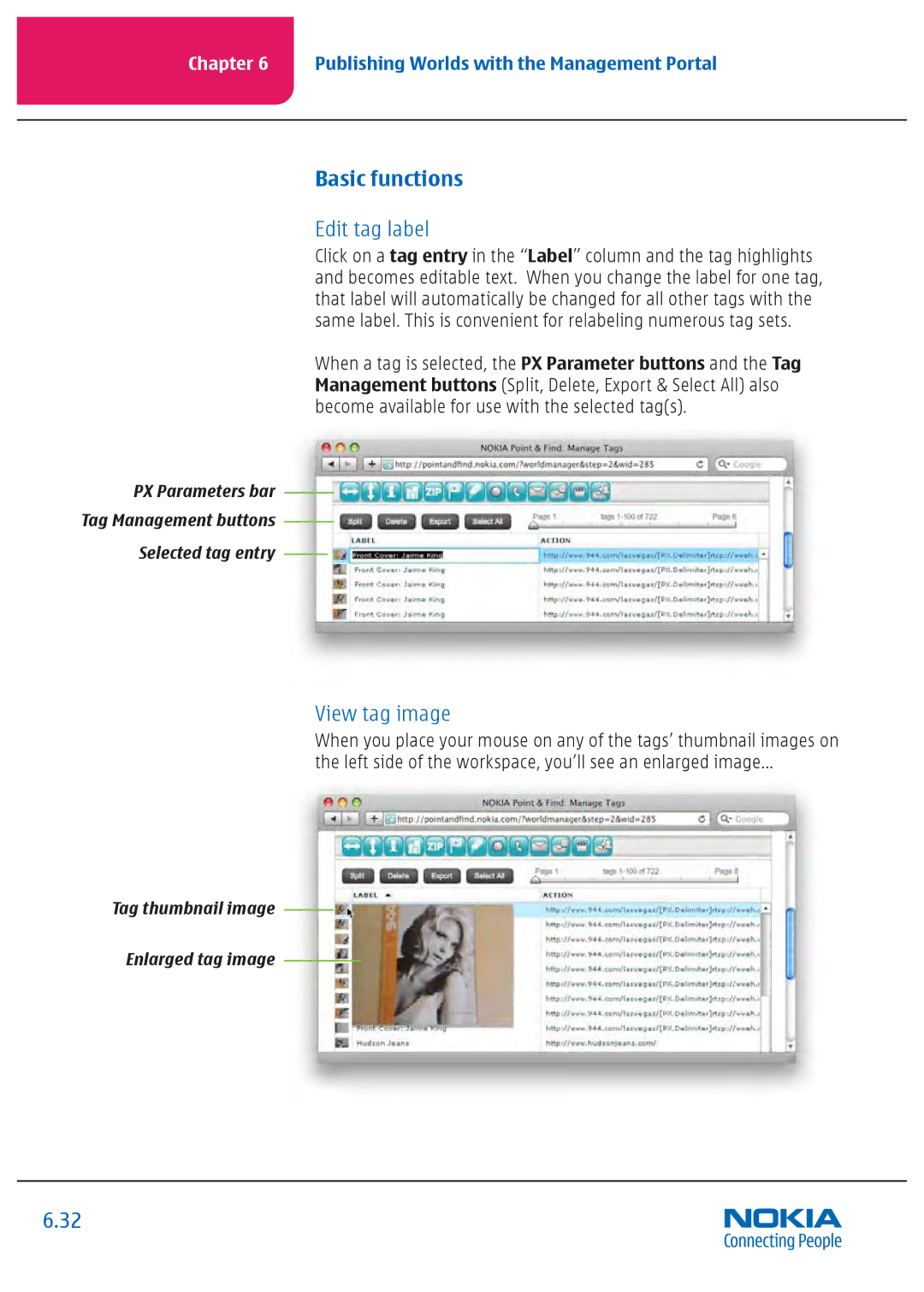 Nokia Nseries manual Basic functions, Edit tag label, View tag image 