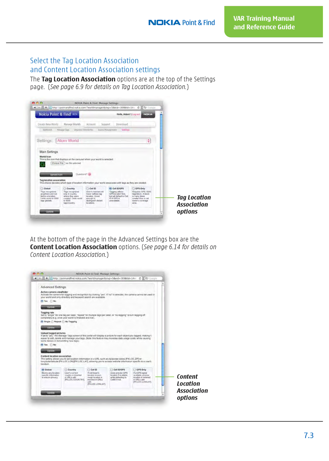 Nokia Nseries manual Content Location Association 