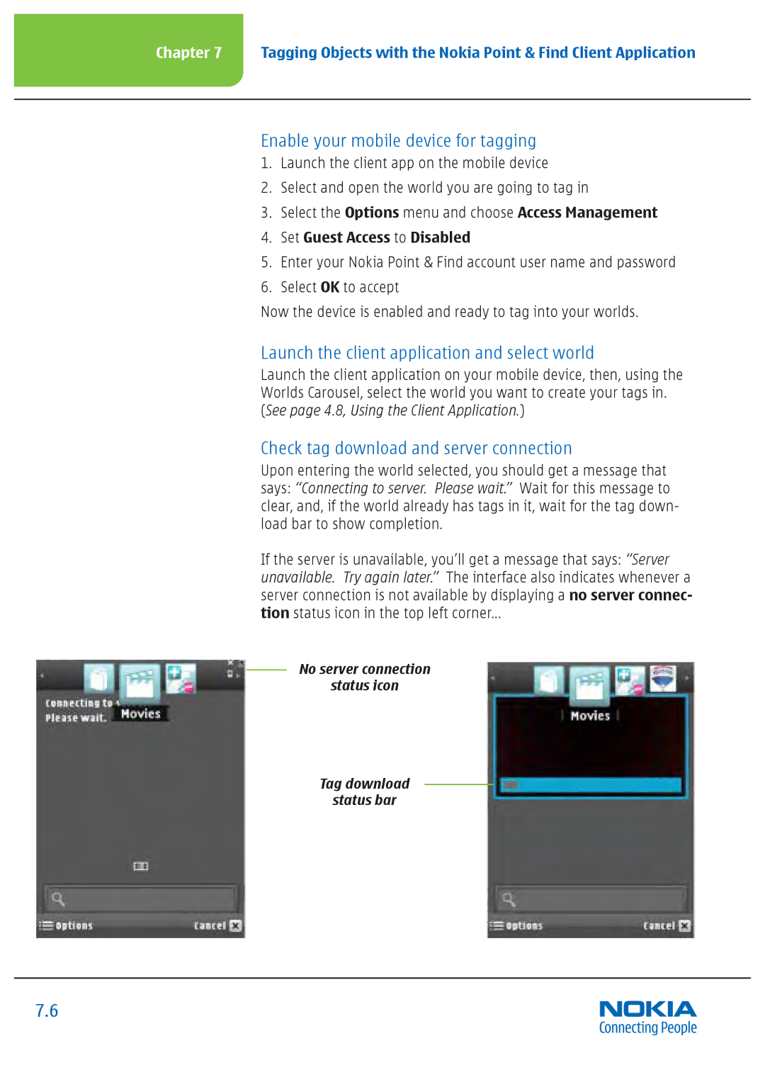 Nokia Nseries manual Enable your mobile device for tagging, Launch the client application and select world 