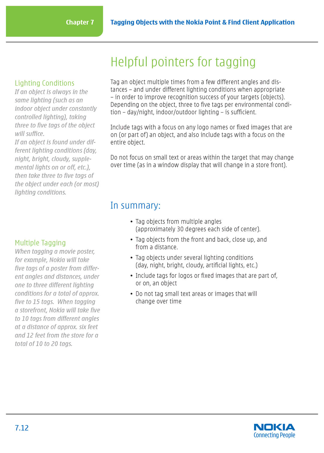 Nokia Nseries manual Helpful pointers for tagging 