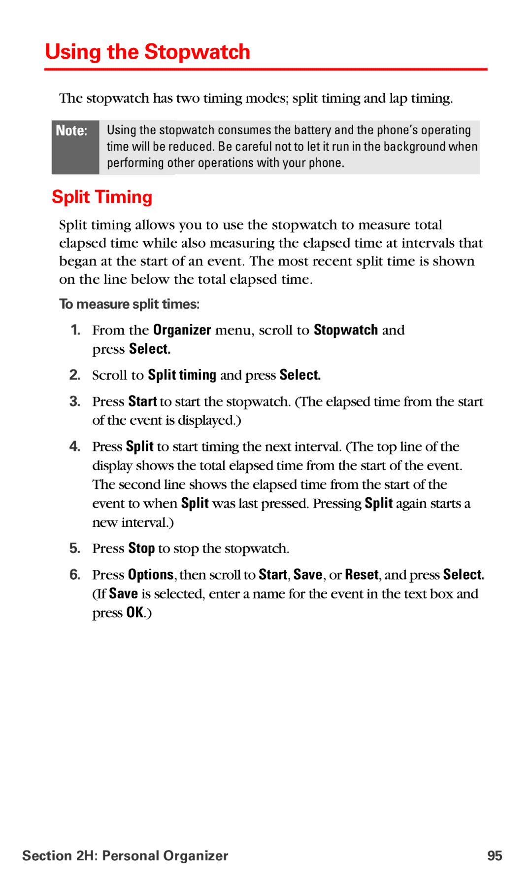 Nokia PM 3205 manual Using the Stopwatch, Split Timing, To measure split times 