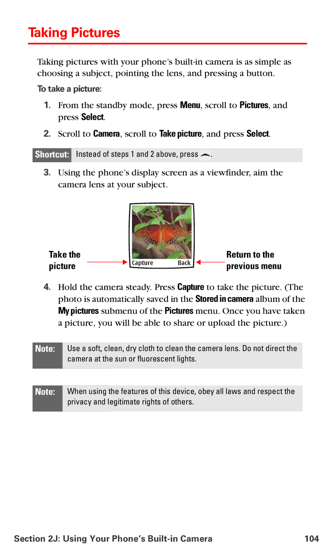 Nokia PM 3205 manual Taking Pictures, Take, To take a picture, Using Your Phone’s Builtin Camera 104 