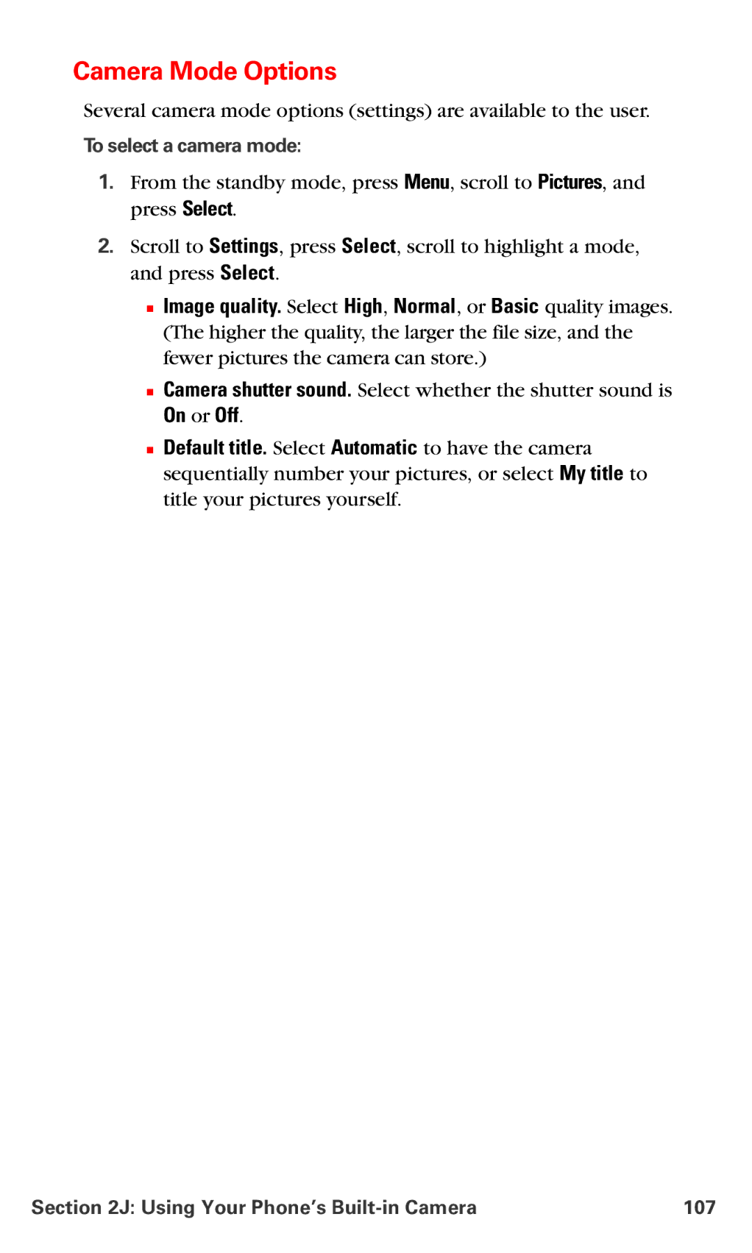 Nokia PM 3205 manual Camera Mode Options, On or Off, To select a camera mode, Using Your Phone’s Builtin Camera 107 