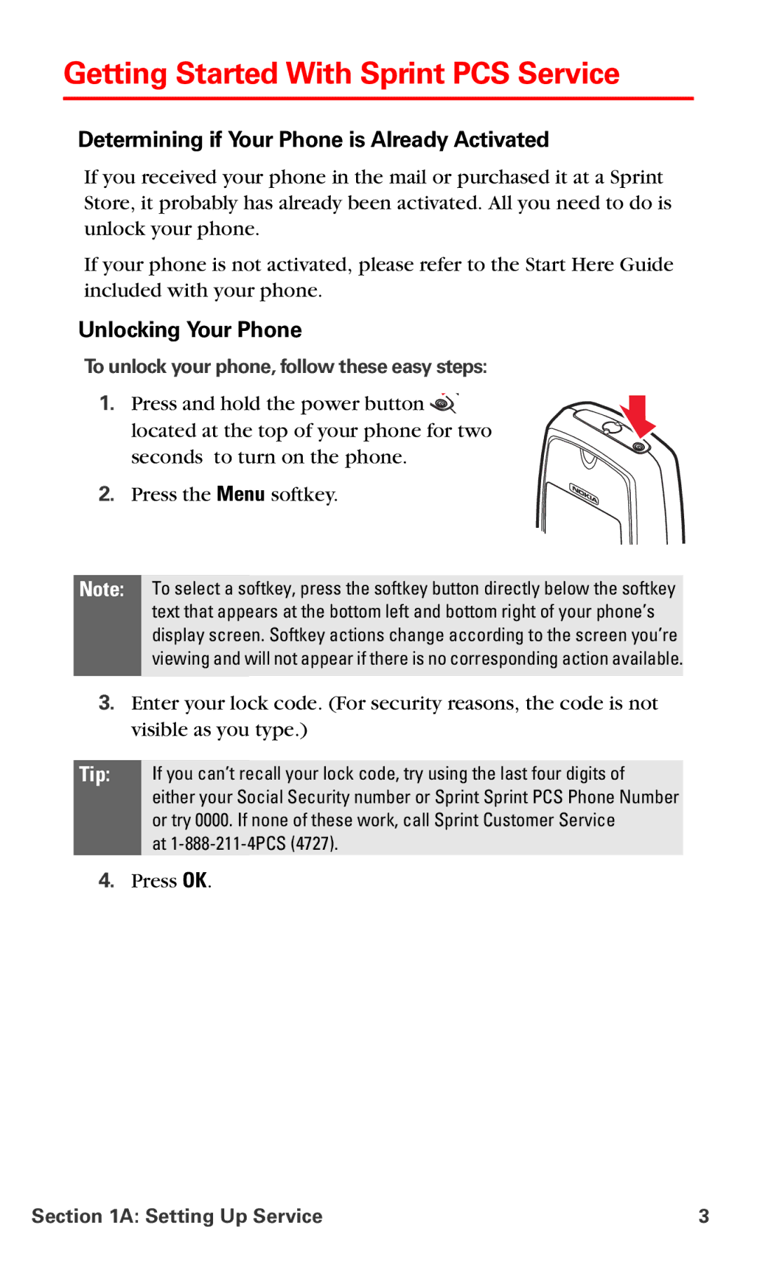 Nokia PM 3205 manual Getting Started With Sprint PCS Service, Determining if Your Phone is Already Activated 