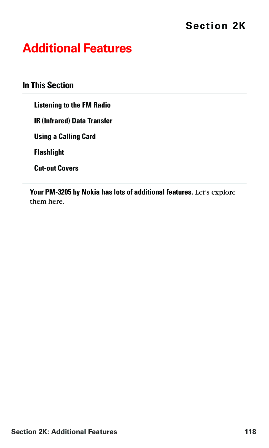 Nokia PM 3205 manual Additional Features 118 