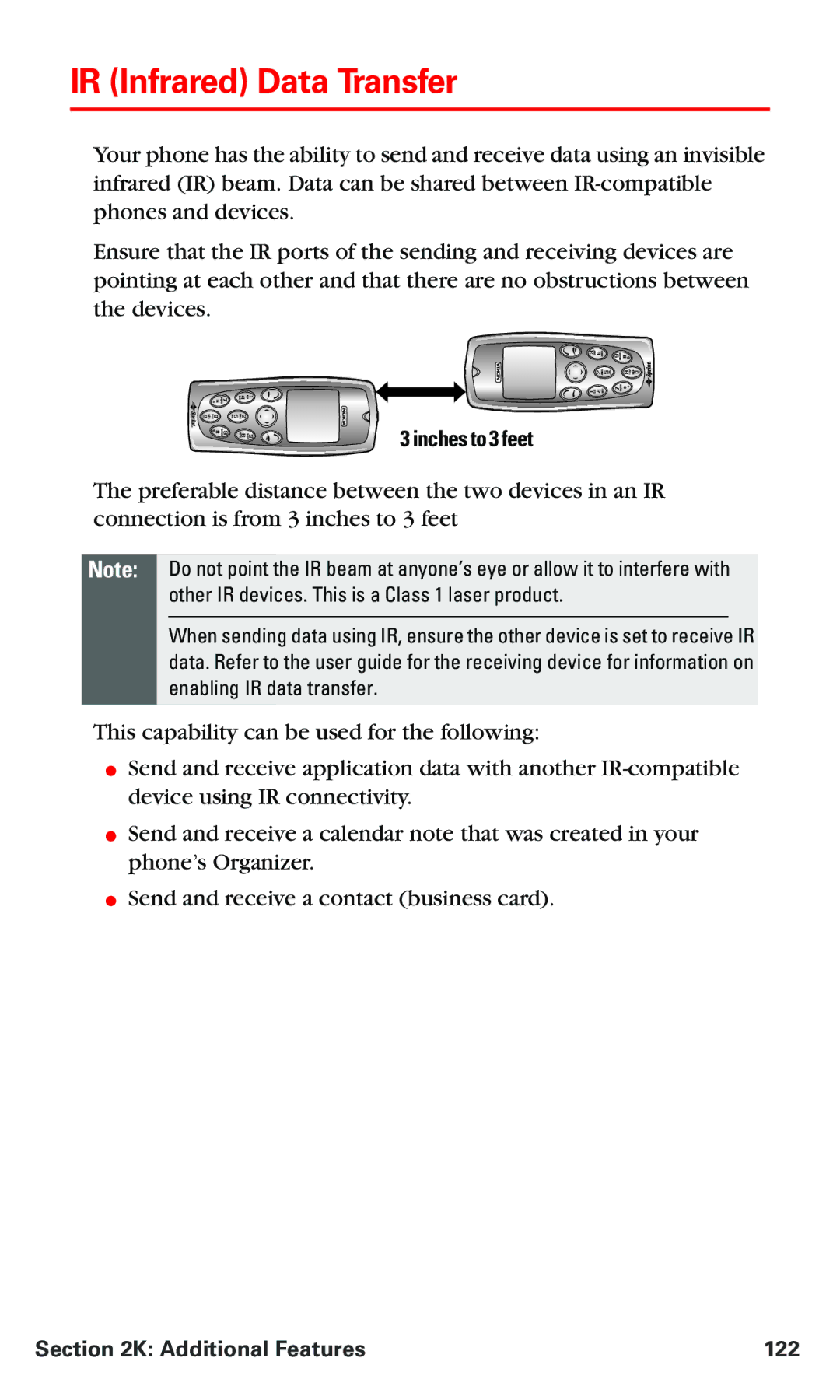 Nokia PM 3205 manual IR Infrared Data Transfer, Additional Features 122 