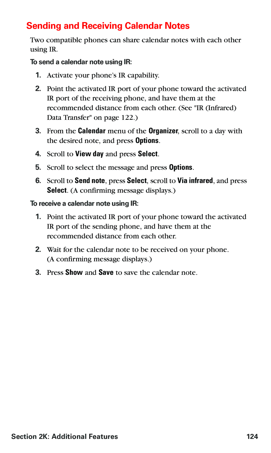 Nokia PM 3205 Sending and Receiving Calendar Notes, To send a calendar note using IR, To receive a calendar note using IR 