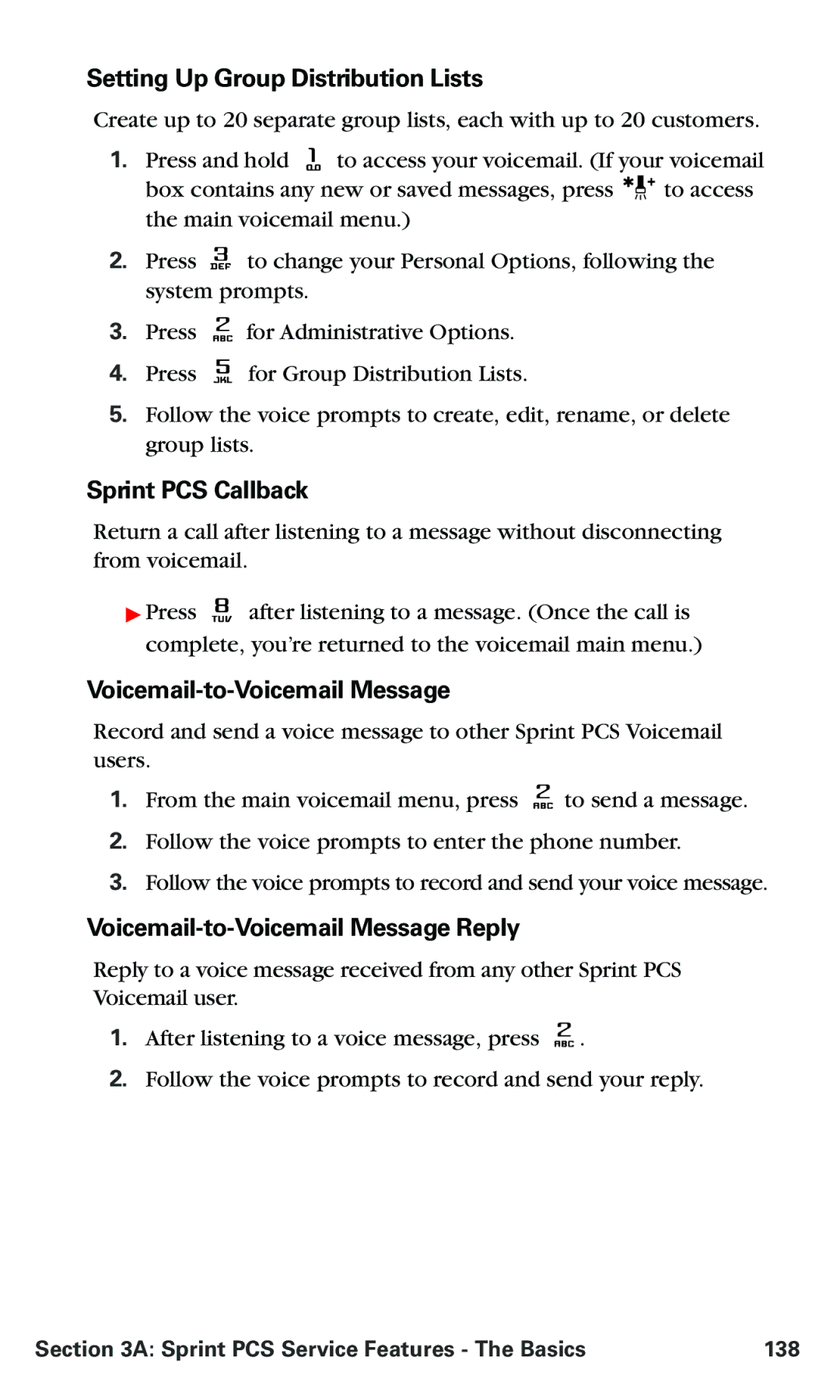 Nokia PM 3205 manual Setting Up Group Distribution Lists, Sprint PCS Callback, Voicemailooicemail Message 