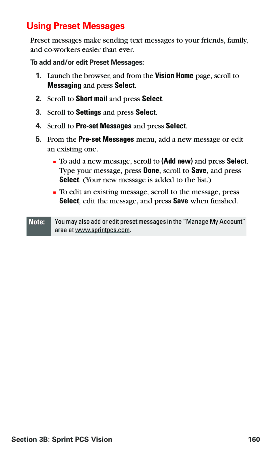 Nokia PM 3205 manual Using Preset Messages, Messaging and press Select, Scroll to Pre-set Messages and press Select 