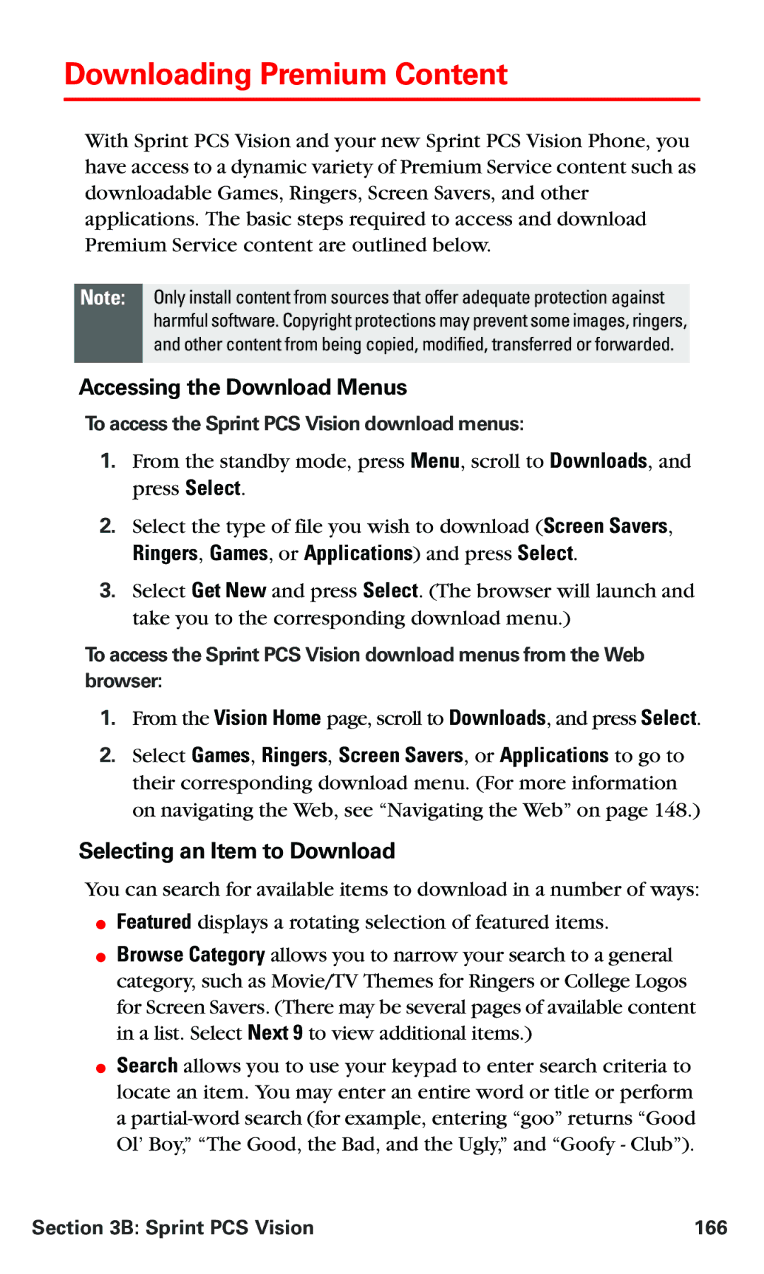 Nokia PM 3205 manual Downloading Premium Content, Accessing the Download Menus, Selecting an Item to Download 