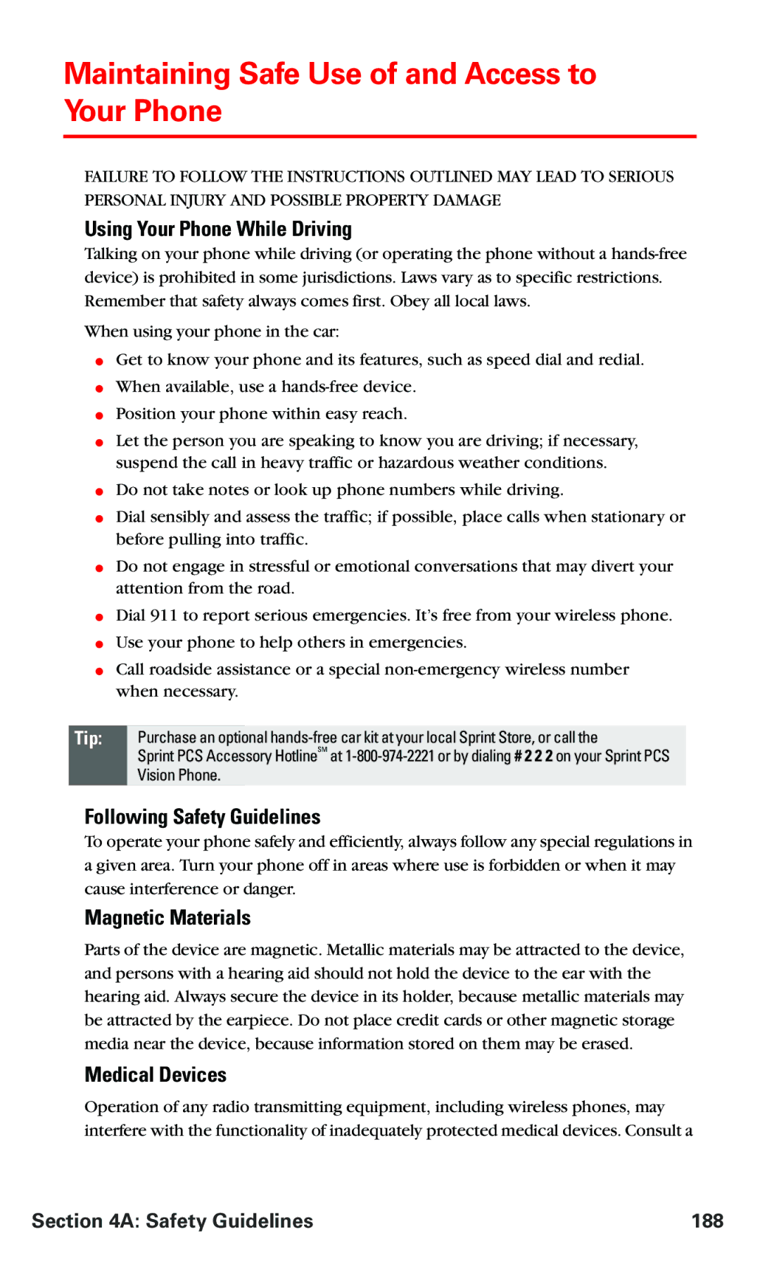 Nokia PM 3205 manual Maintaining Safe Use of and Access to Your Phone, Using Your Phone While Driving, Magnetic Materials 