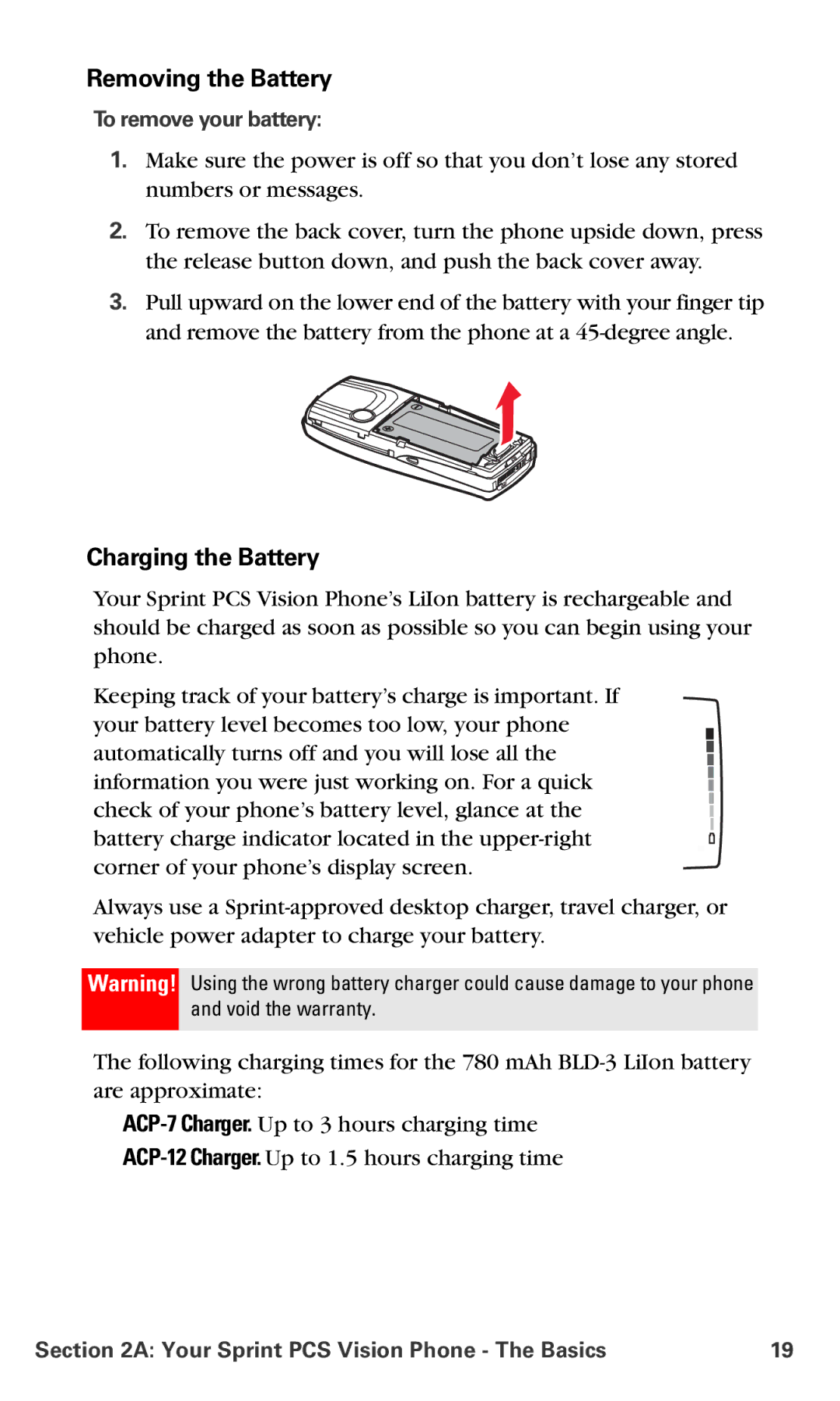 Nokia PM 3205 manual Removing the Battery, Charging the Battery, To remove your battery 