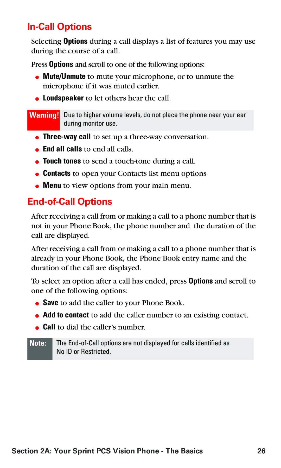 Nokia PM 3205 manual Inll Options, Endll Options 