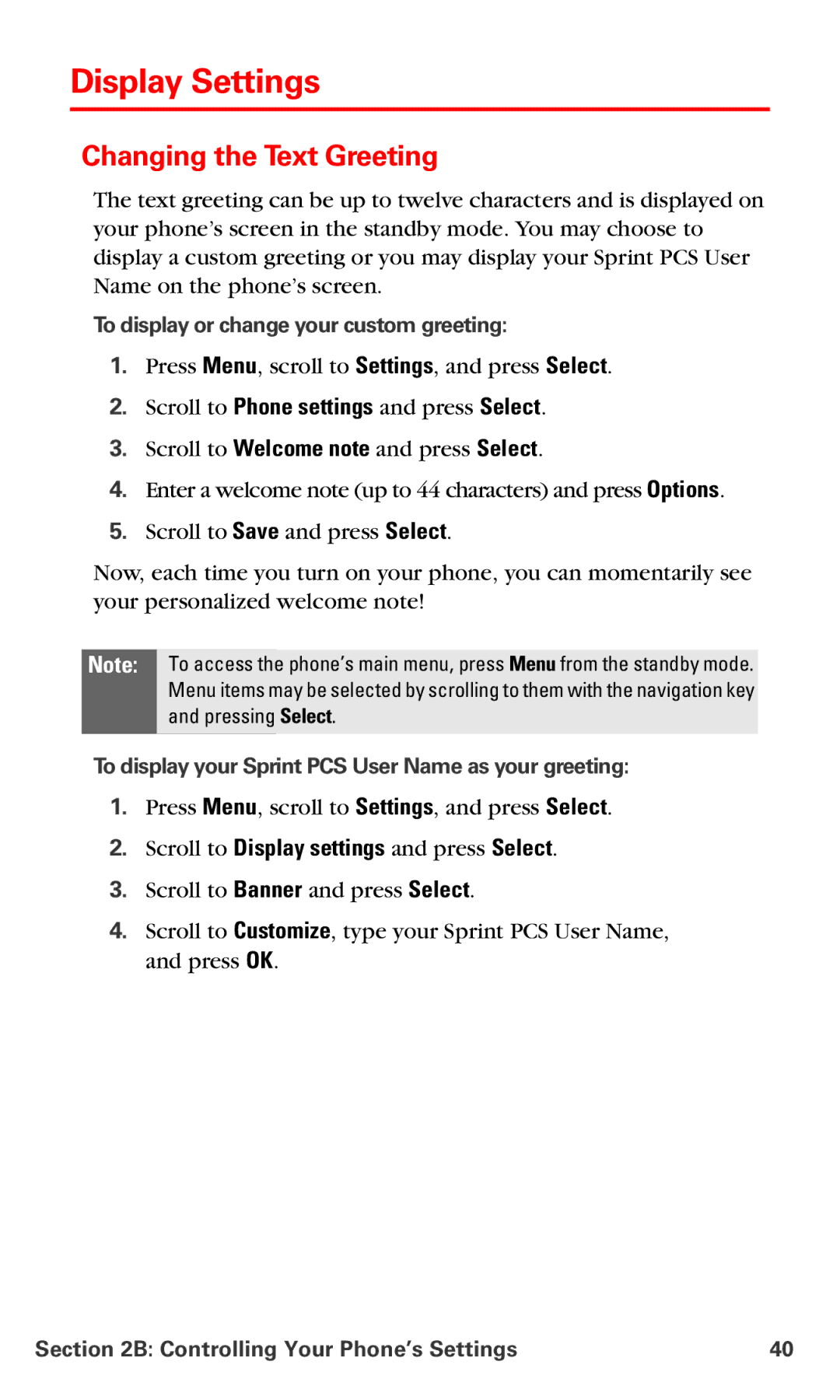 Nokia PM 3205 manual Display Settings, Changing the Text Greeting, Scroll to Display settings and press Select 