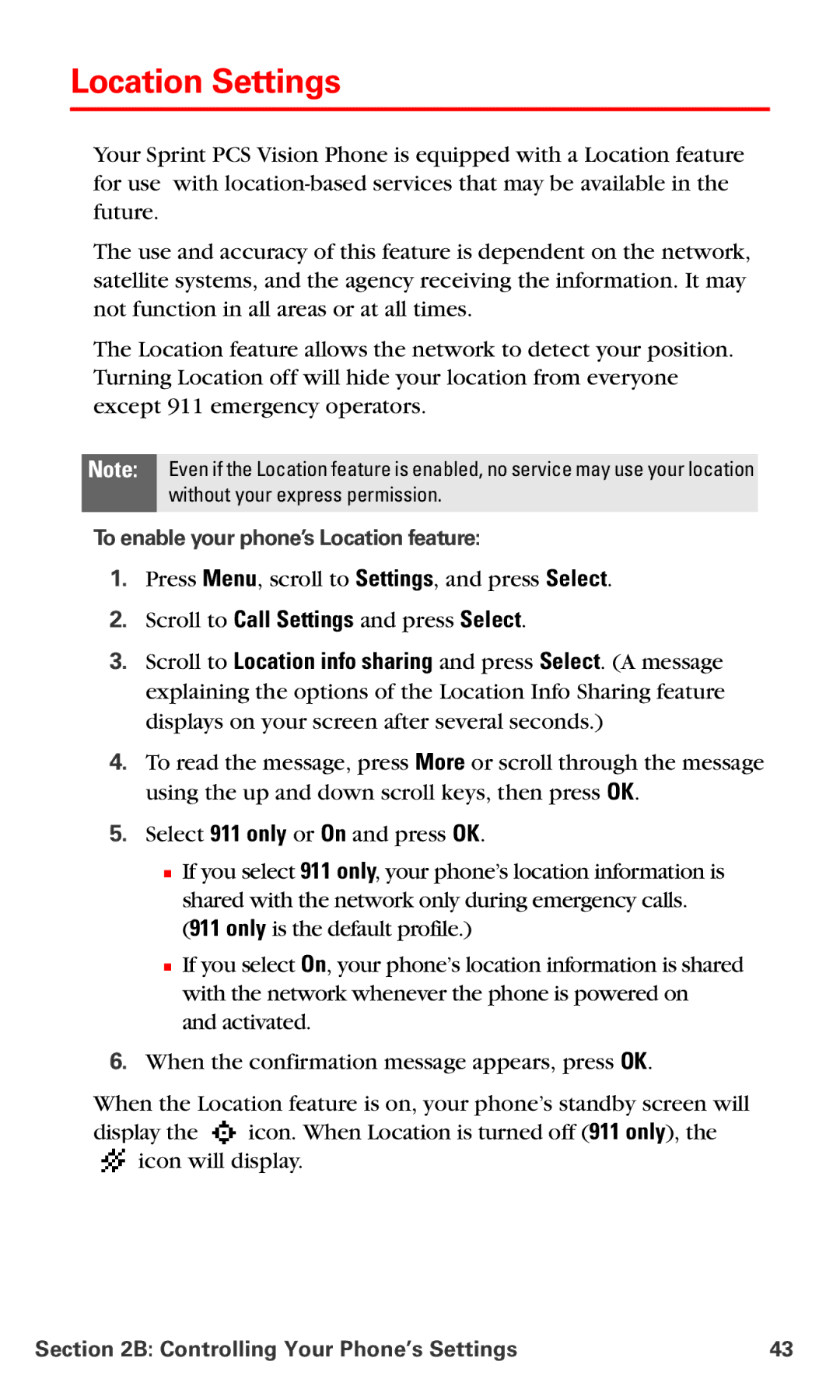 Nokia PM 3205 manual Location Settings, To enable your phone’s Location feature 