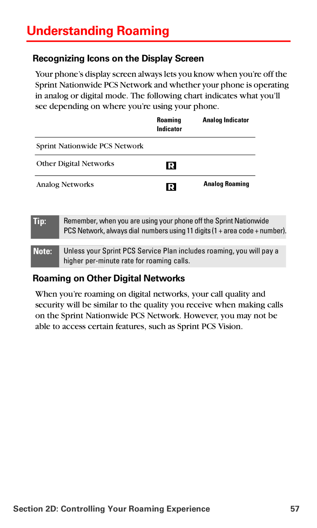 Nokia PM 3205 manual Understanding Roaming, Recognizing Icons on the Display Screen, Roaming on Other Digital Networks 