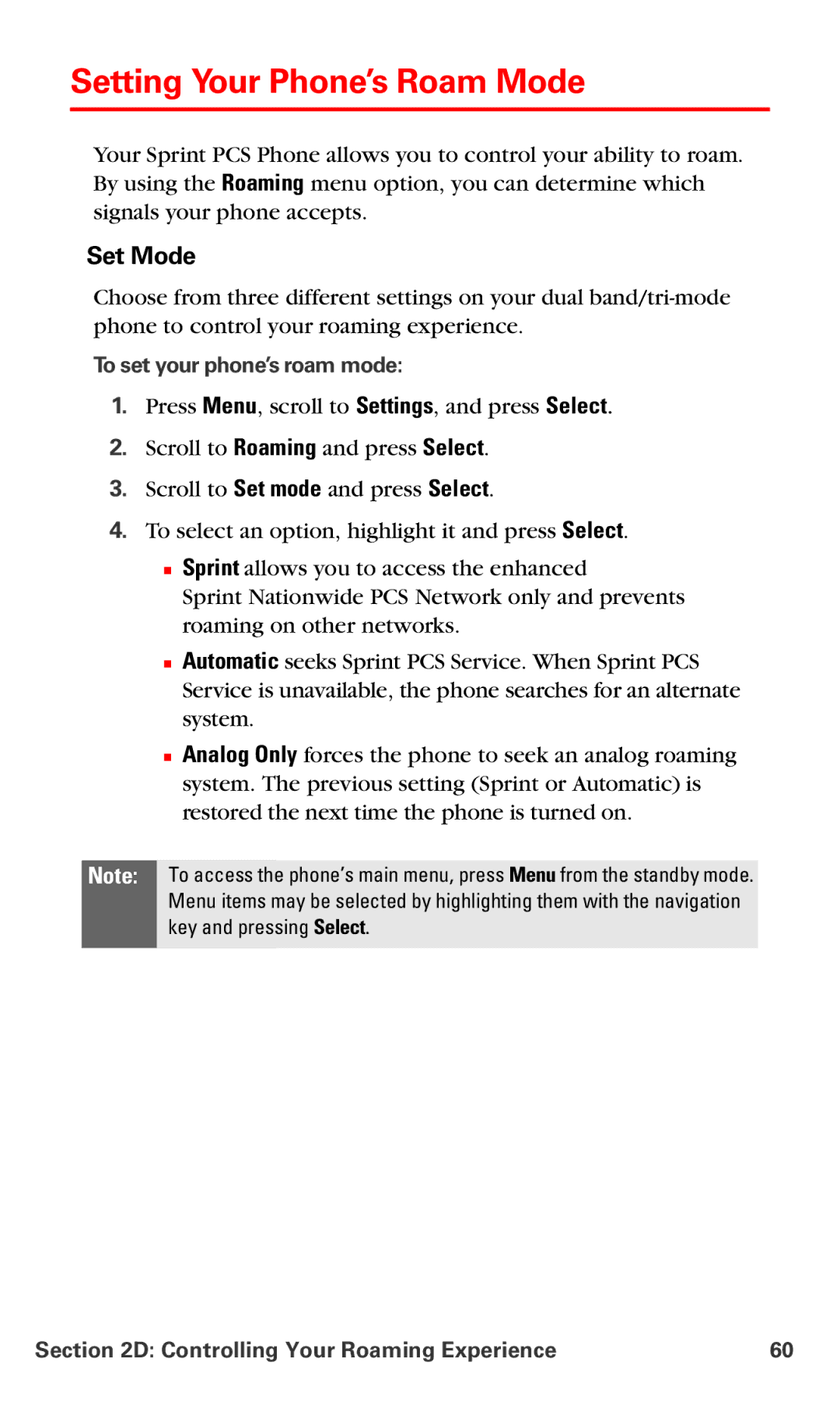 Nokia PM 3205 manual Setting Your Phone’s Roam Mode, Set Mode, To set your phone’s roam mode 