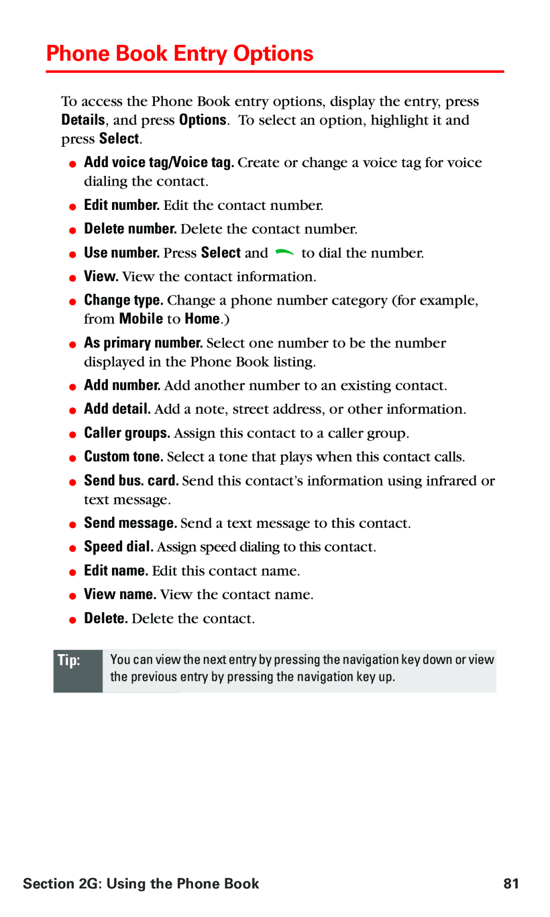 Nokia PM 3205 manual Phone Book Entry Options 