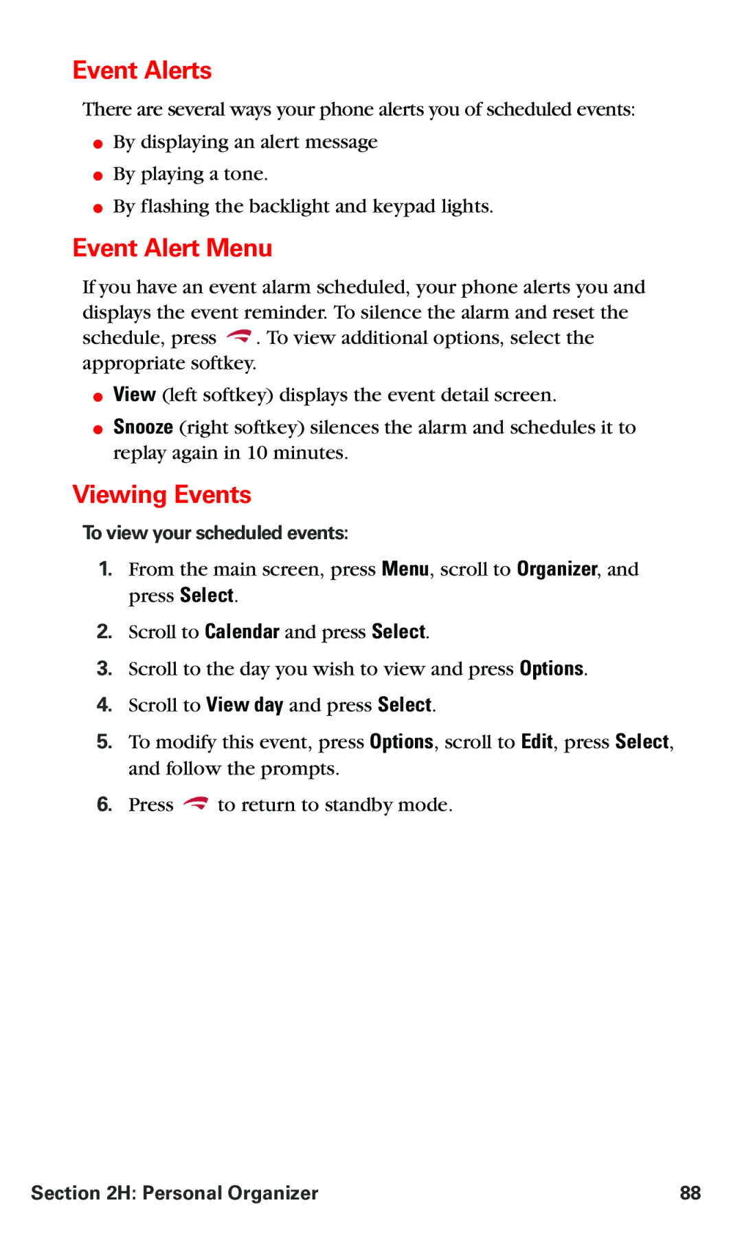 Nokia PM 3205 manual Event Alerts, Event Alert Menu, Viewing Events, To view your scheduled events 