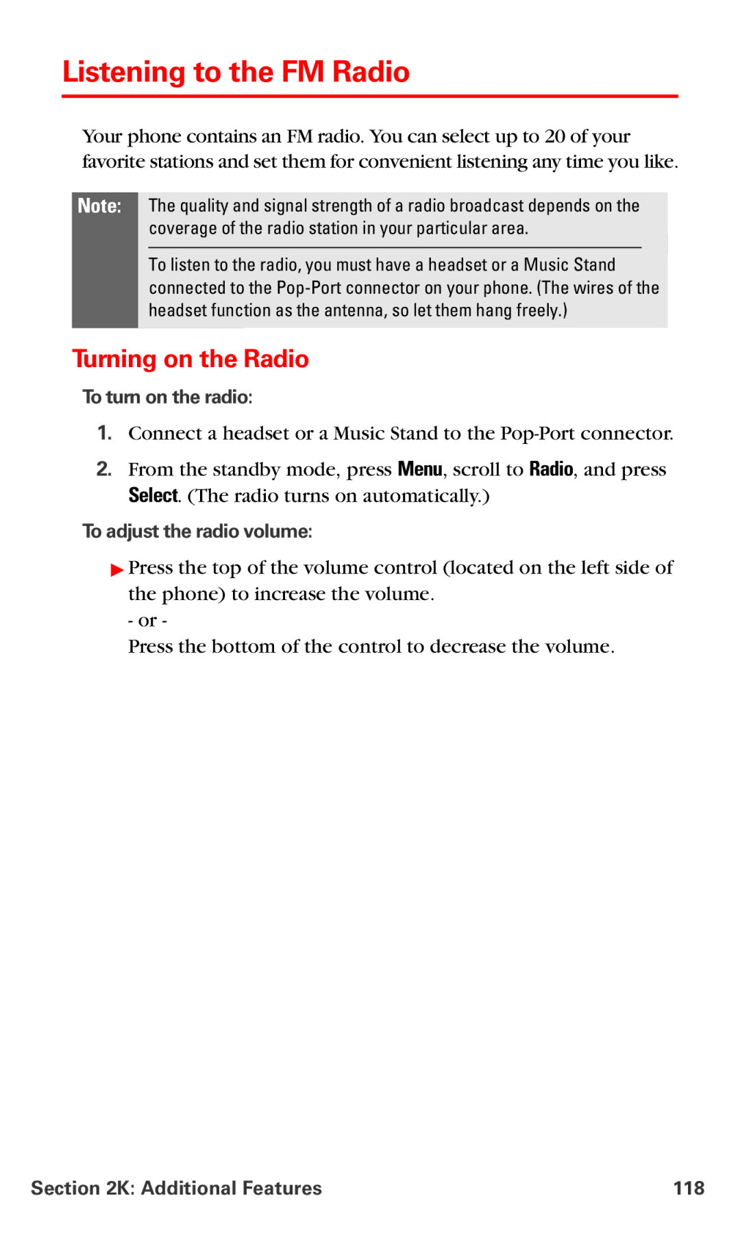 Nokia PM-6225 manual Listening to the FM Radio, Turning on the Radio, To turn on the radio, To adjust the radio volume 