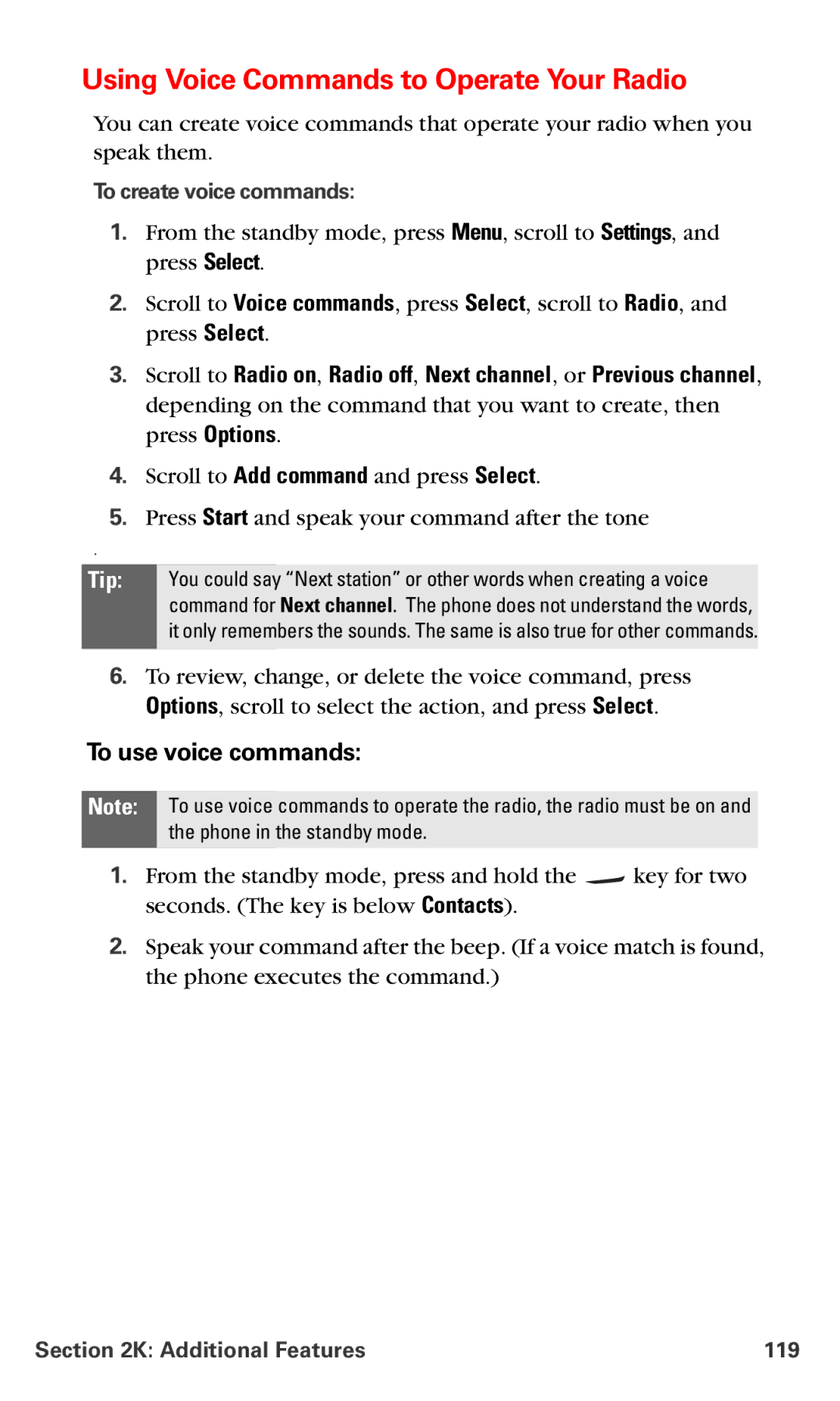 Nokia PM-6225 manual Using Voice Commands to Operate Your Radio, To use voice commands, To create voice commands 