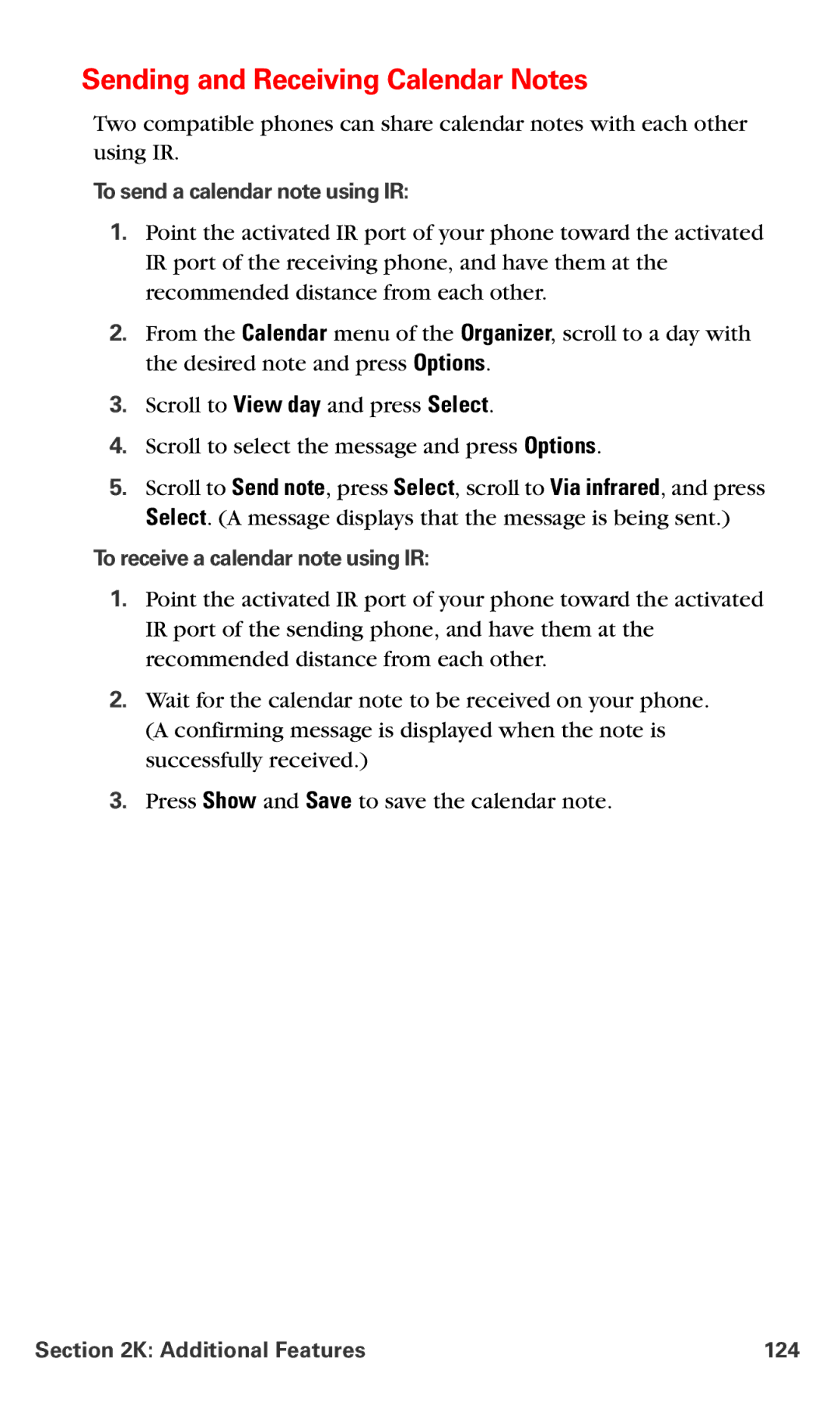 Nokia PM-6225 Sending and Receiving Calendar Notes, To send a calendar note using IR, To receive a calendar note using IR 