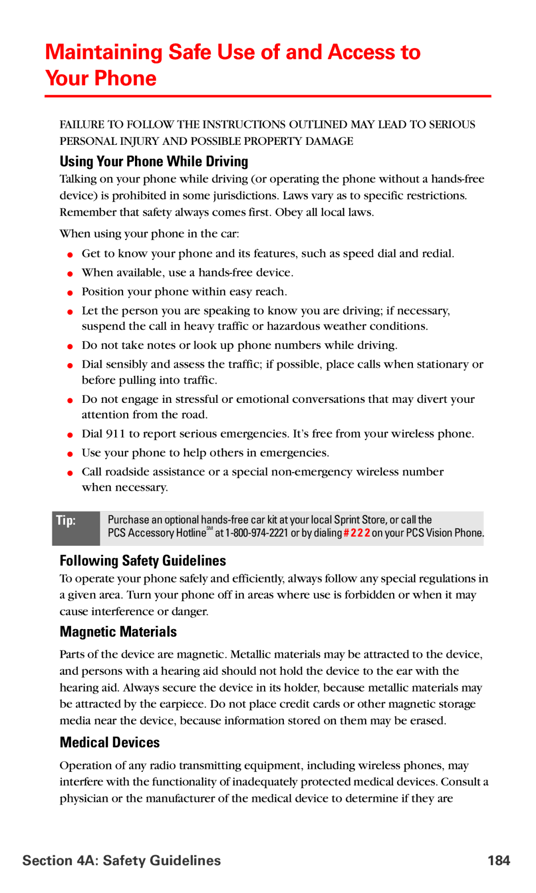 Nokia PM-6225 manual Maintaining Safe Use of and Access to Your Phone, Using Your Phone While Driving, Magnetic Materials 