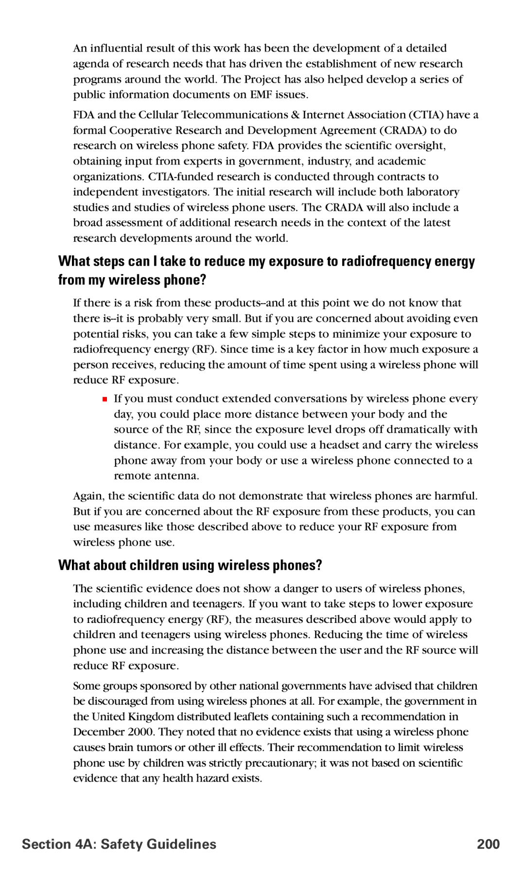 Nokia PM-6225 manual What about children using wireless phones?, Safety Guidelines 200 