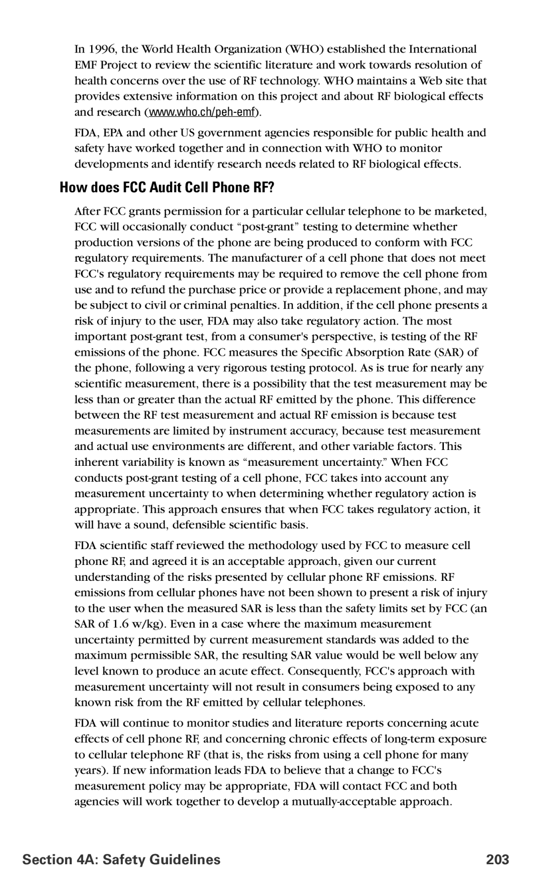 Nokia PM-6225 manual How does FCC Audit Cell Phone RF?, Safety Guidelines 203 