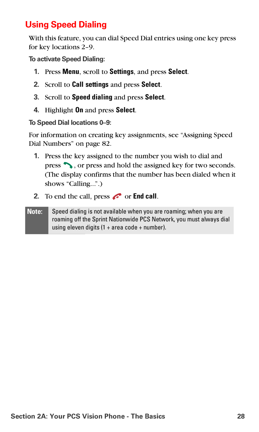 Nokia PM-6225 manual Using Speed Dialing, To activate Speed Dialing, To Speed Dial locations 