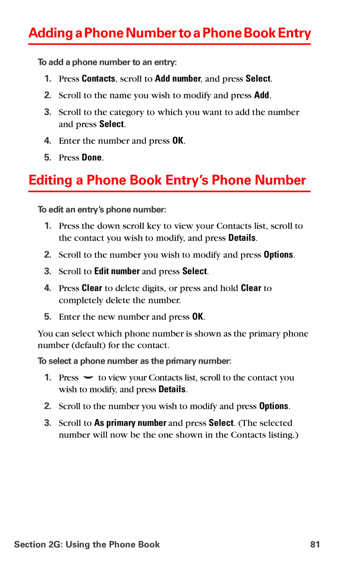 Nokia PM-6225 manual Adding a Phone Number to a Phone Book Entry, Editing a Phone Book Entry’s Phone Number 