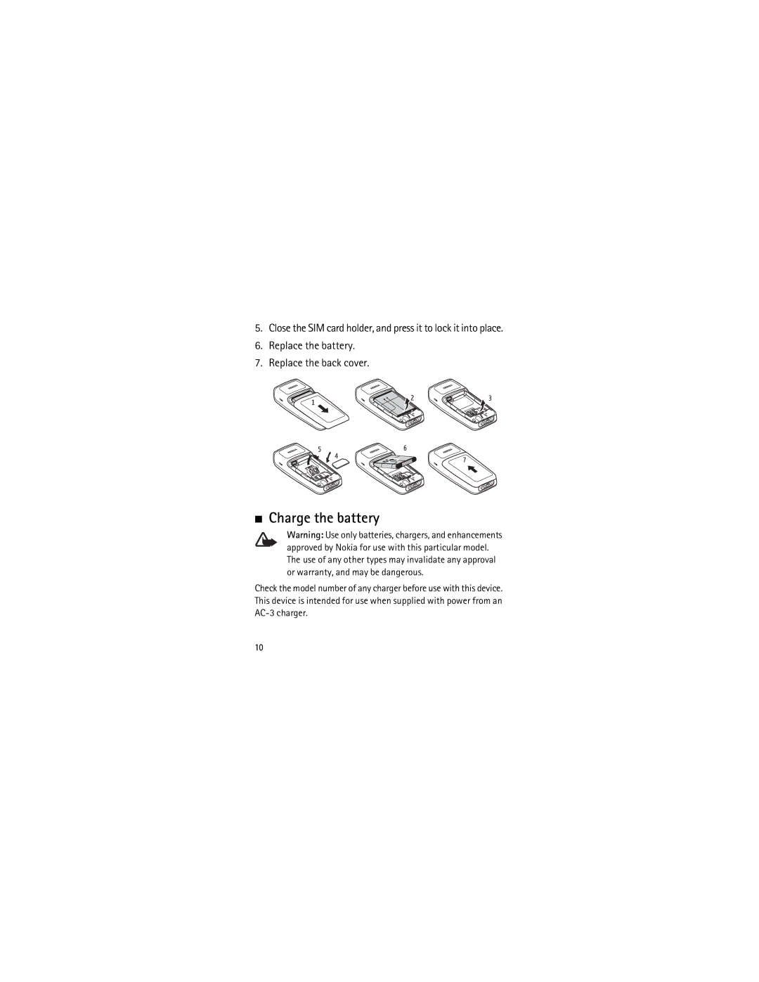 Nokia RH-105 manual Charge the battery 