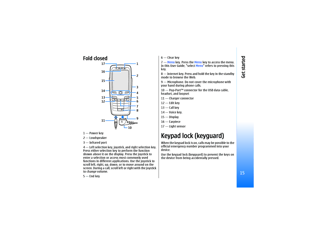 Nokia RM-10 manual Keypad lock keyguard, Fold closed 