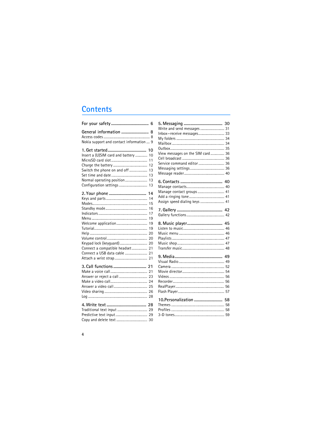 Nokia RM-230 manual Contents 