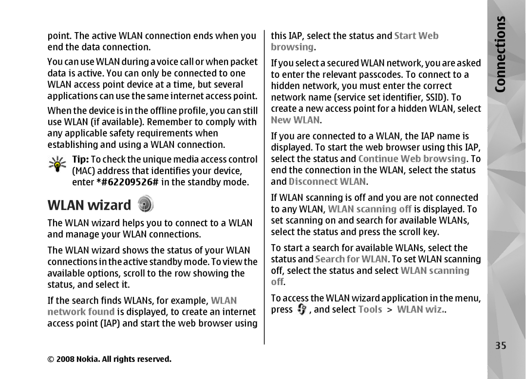 Nokia RM-320 manual Wlan wizard 