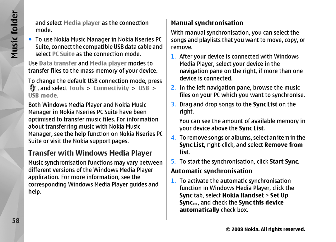 Nokia RM-320 manual Manual synchronisation, Automatic synchronisation 