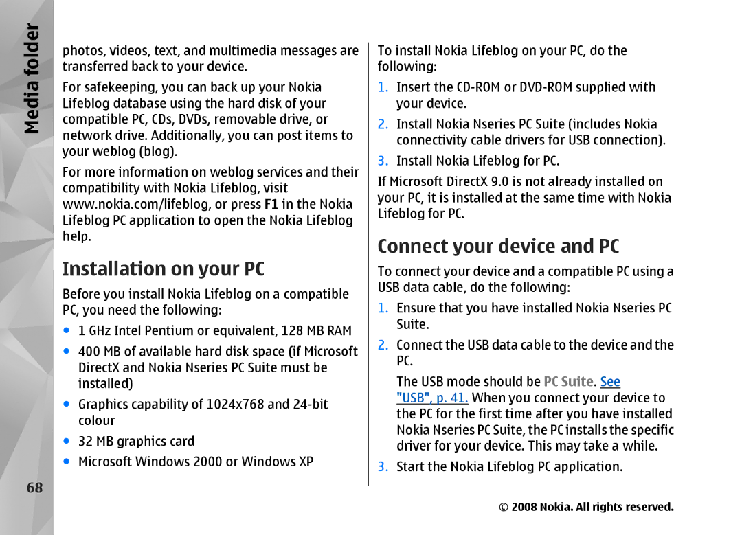 Nokia RM-320 manual Installation on your PC, Connect your device and PC 