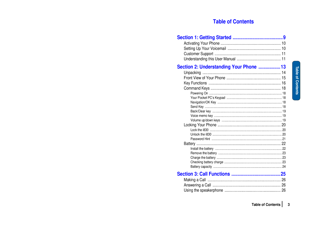 Nokia SCH-i830 manual Table of Contents 