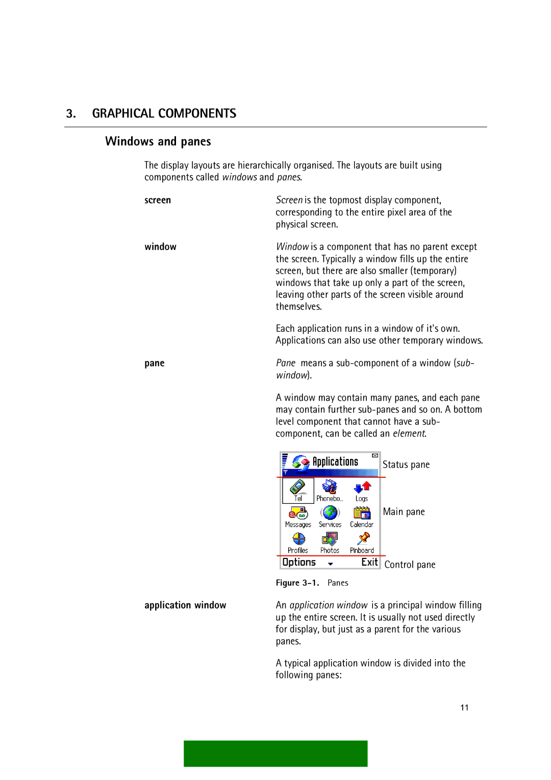 Nokia Series 60 manual Windows and panes, Application window 