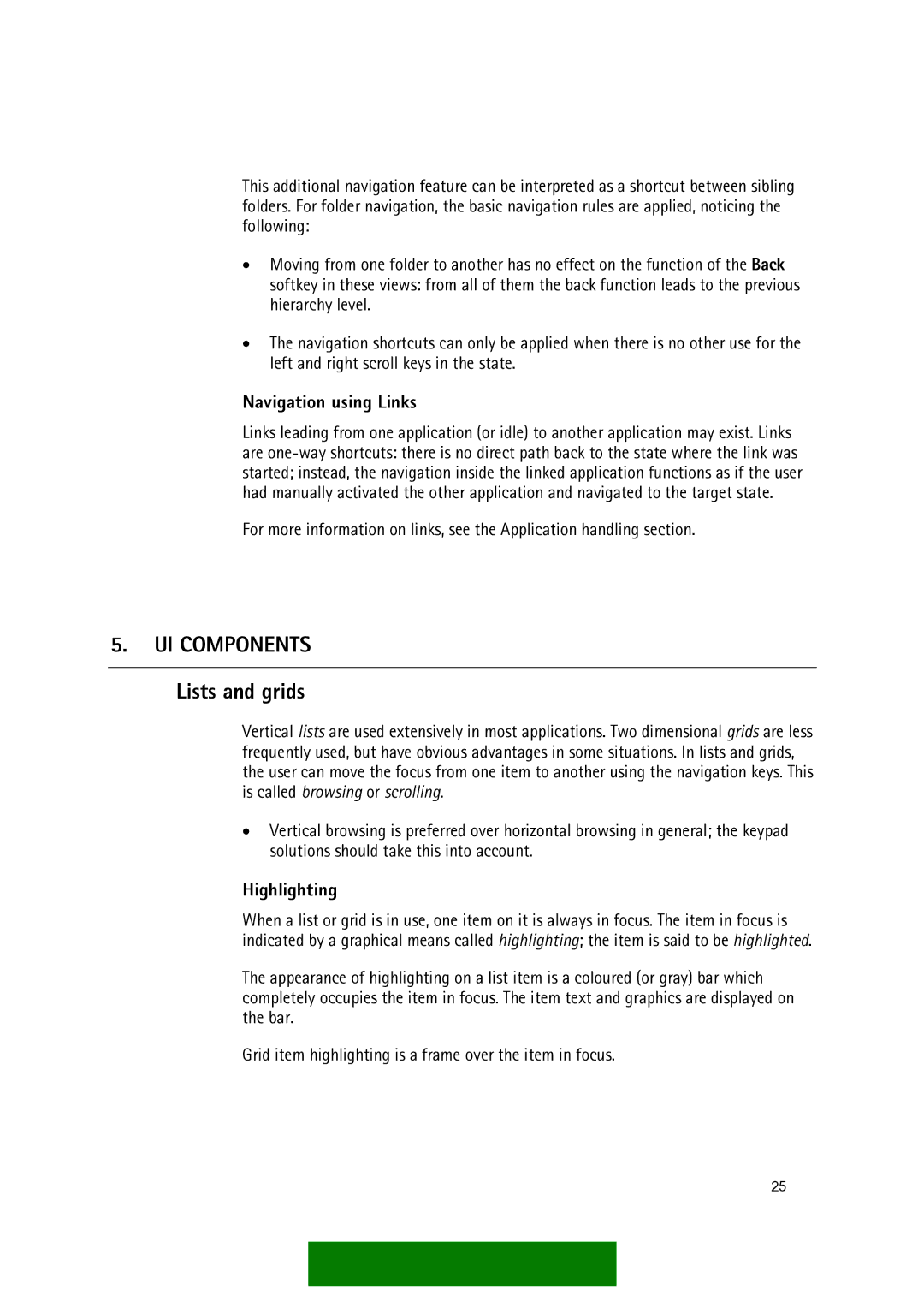 Nokia Series 60 manual Navigation using Links, Highlighting 