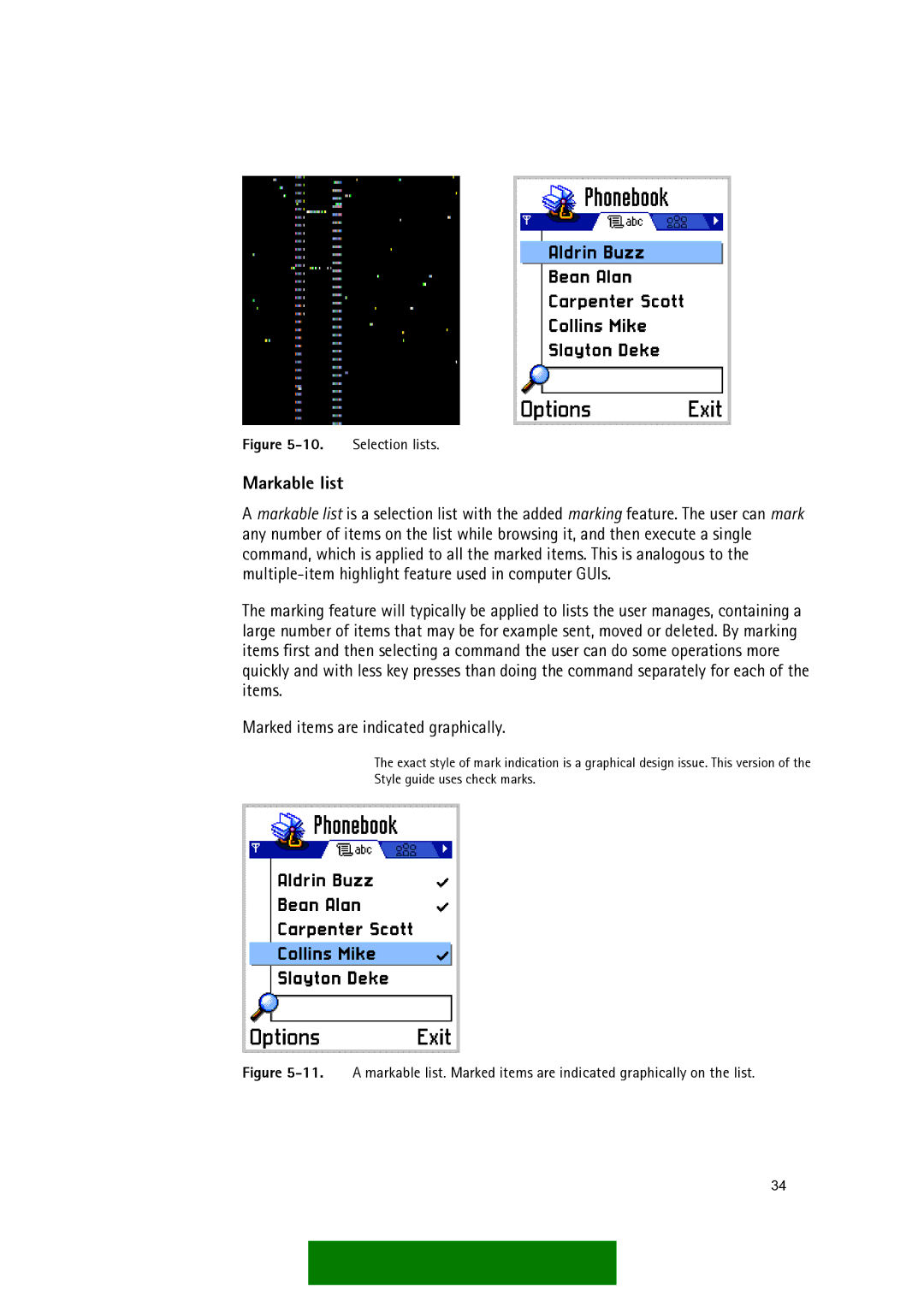 Nokia Series 60 manual Markable list 